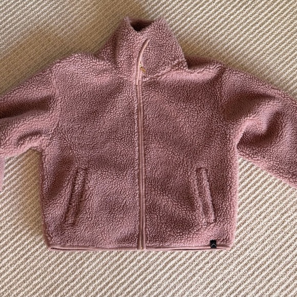 Varley Dusty Rose Teddy Sherpa Fleece Zip Jacket - Picture 4 of 5